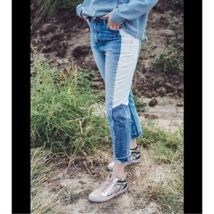 Vervet women’s Beverley super high-rise colorblock straight jeans 29